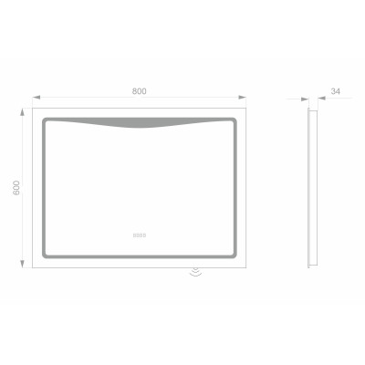 Світлодіодне LED дзеркало LINE 800х600