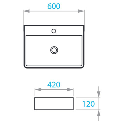 KVADRO умивальник на стільницю 600х420 мм